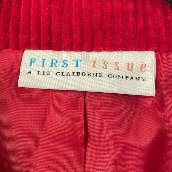 First Issue Liz Claiborne red wide wale corduroy lined one button jacket S - Picture 11 of 11